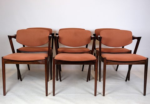 Sæt af 6 Spisestuestole - Model 42 - Kai Kristiansen - Palisander - Schou 
Andersen - 1960
Flot stand
