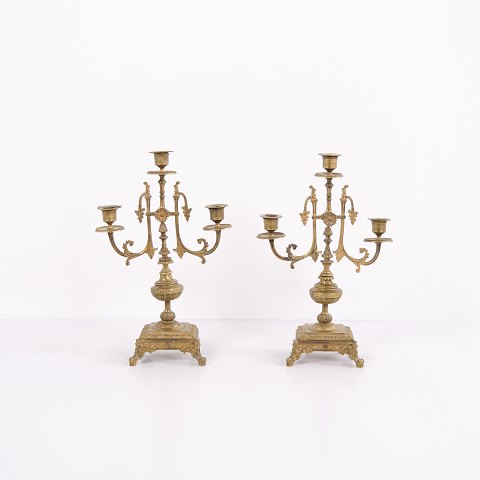 Franske bronze stager – 3-armet lysestager – Udsmykning & fine detaljer – 1890’erneFlot stand