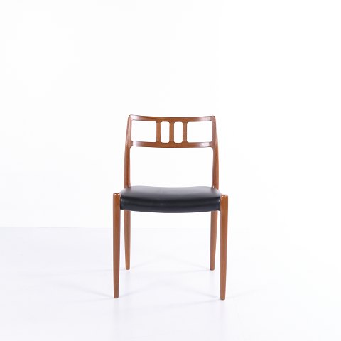 Dining Chair – Niels Otto Møller – Model 79 – Teak & Black Leather – JL Møllers Møbelfabrik – 1960sGreat condition