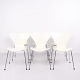 Sæt af 6 Syverstole Model 3107 i Hvidlakeret med Krom Stel, Arne Jacobsen for Fritz Hansen