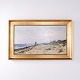 Oliemaleri med Kystparti fra Hornbæk i Guldramme fra 1886 af Alfred Olsen